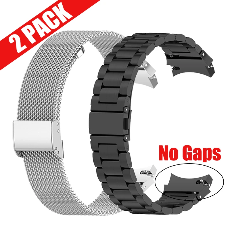 No Gaps Metal Watch Bands For Samsung Galaxy Watch 4 classic 46mm 42mm/Galaxy Watch 4 44mm 40mm Wristband Curved end Adapter