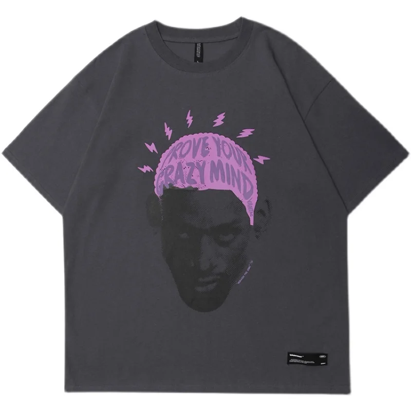 

Men Women Fashion American fashion brand figure print men's and women's same style street hip hop style fried Street t shirt