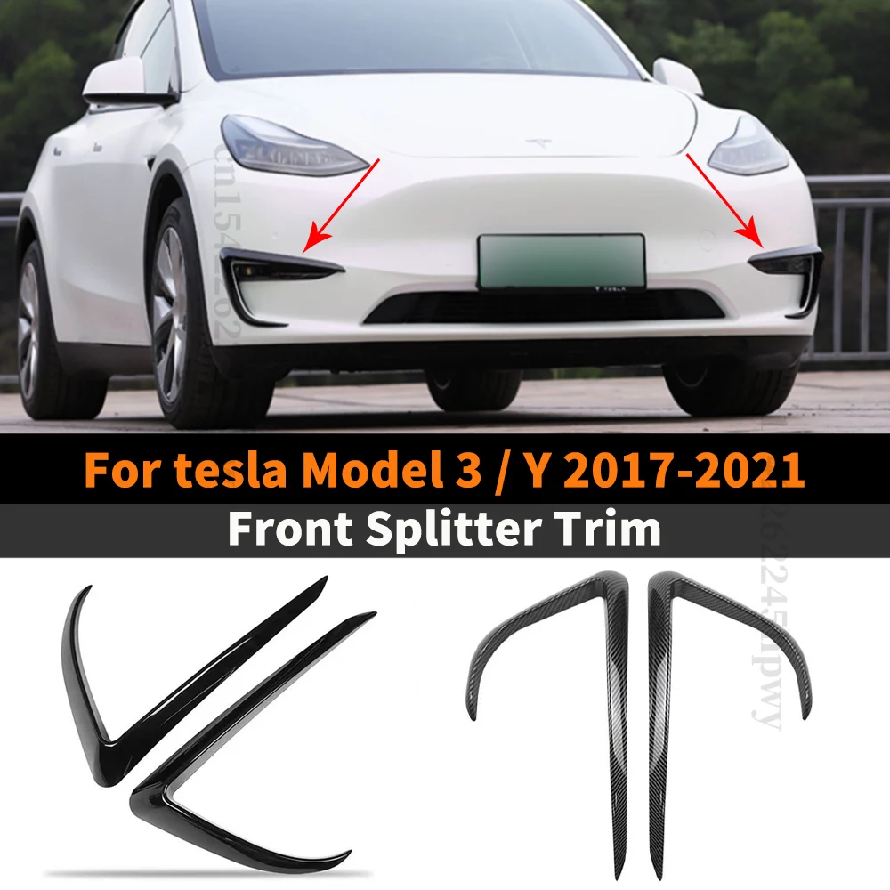 

Дефлектор воздуха для передней отделки лезвия, подходит для Tesla Model 3 Y 2017-2021, противотуманный фонасветильник, бровь, ветер, нож, бампер, наклей...
