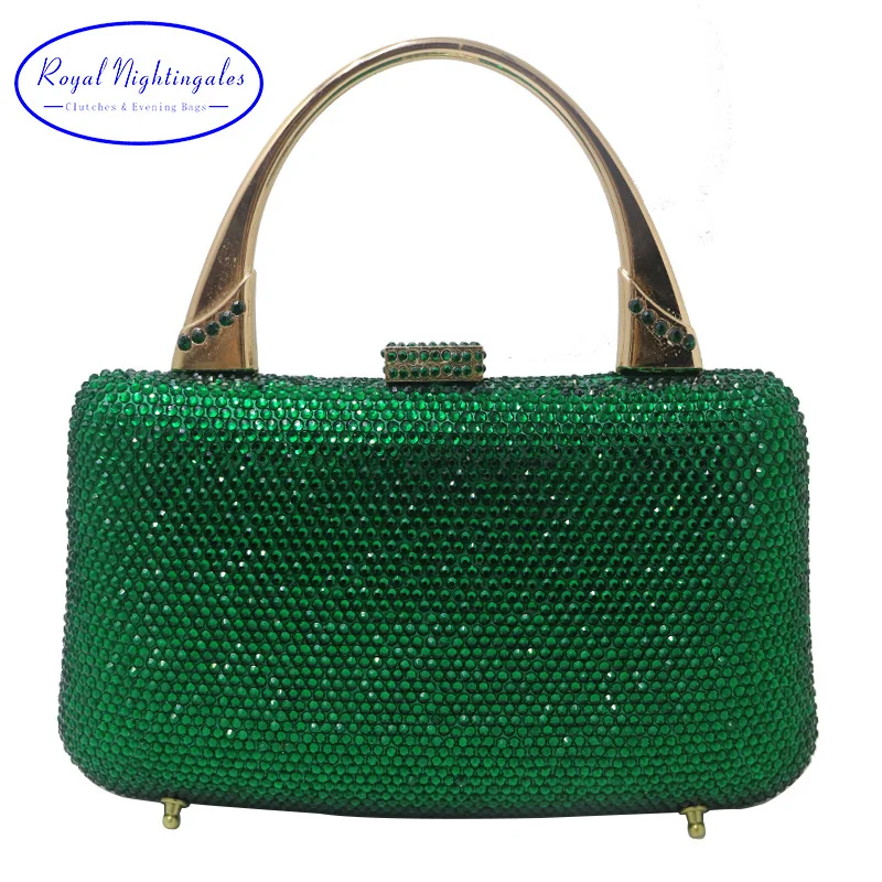 

Women Emerald Green Crystal Clutches Hard Box Evening Bags Handbag istlets Clutch for Gift