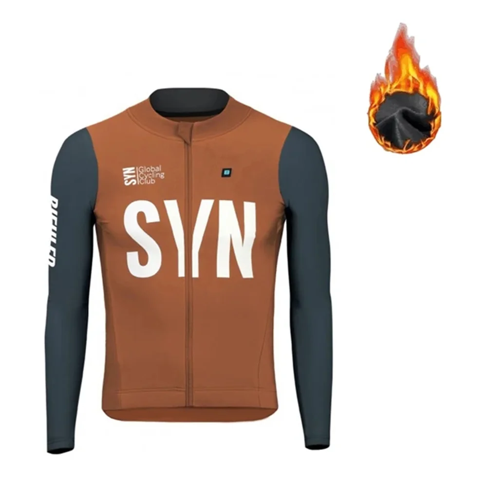 

BIEHLER Winter Warm Professional Team Men's Bike Sweatshirt Bike Long Sleeve SYN Comfortable Warm Wool Bicycle Shirt Sportswear