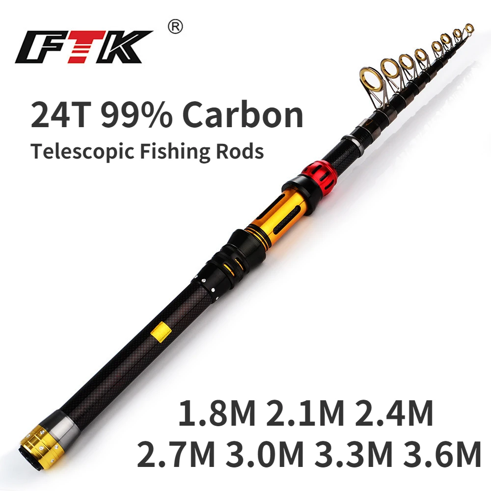 

FTK 1.8m 2.1m 2.4m 2.7m 3.0m 3.3m Carbon Telescopic Fishing Rods Spinning Pole Sea Casting Combos Travel Boat Sleeve Fishing Rod