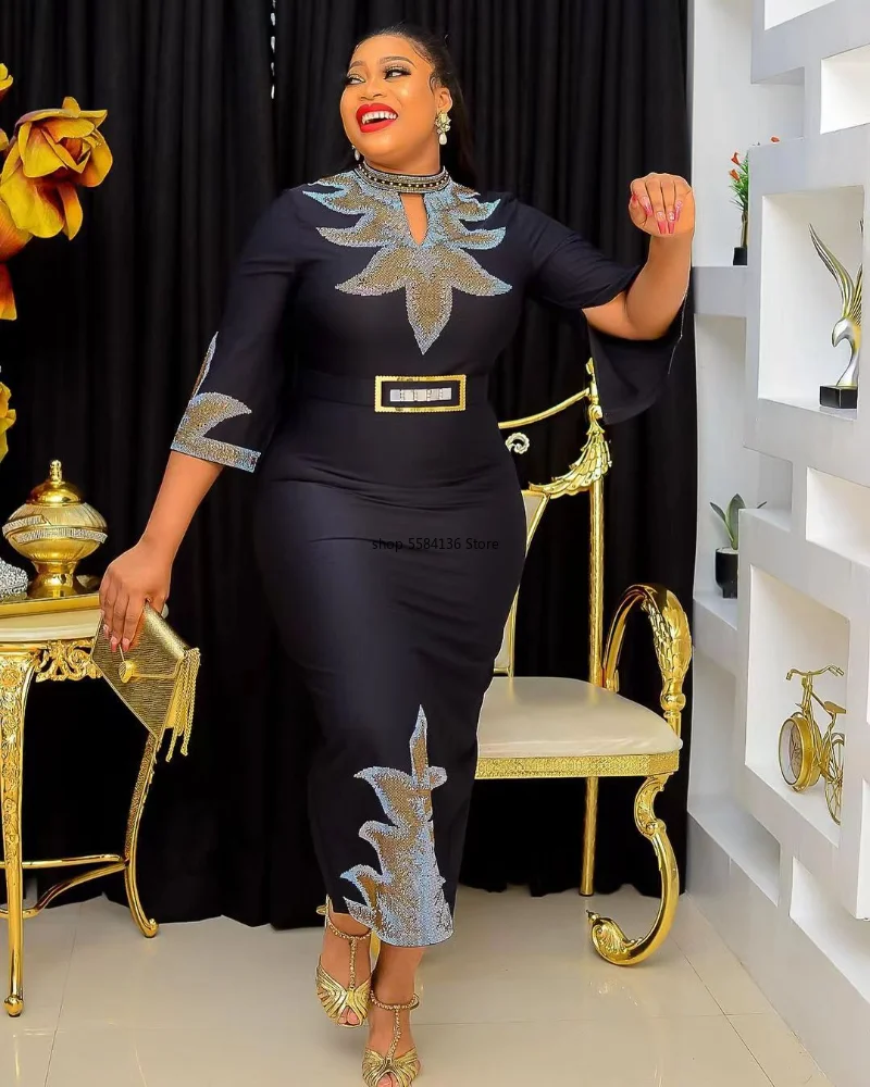 

Elegant African Evening Dresses for Women Dashiki Ankara Outfits Gown Plus Size Turkey Wedding Party Long Maxi Dress 2023 New