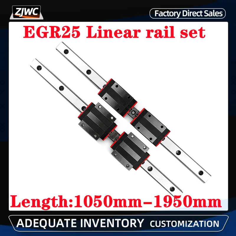 

2pcs linear rails EGR25 low assembly square linear guide+4pcs bearing blocks sliders carriges EGH25CA EGW25CC For CNC Router