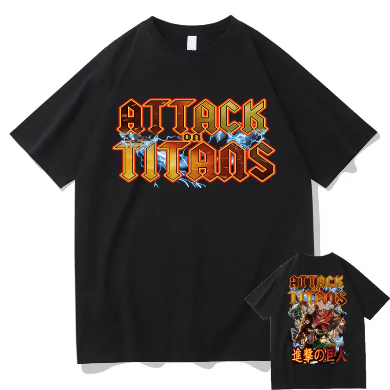 

Japanese 90s Cartoon Anime Attack on Titan T Shirt Manga Shingeki No Kyojin Graphic Tshirt Man Eren Yeager Oversized T-shirt