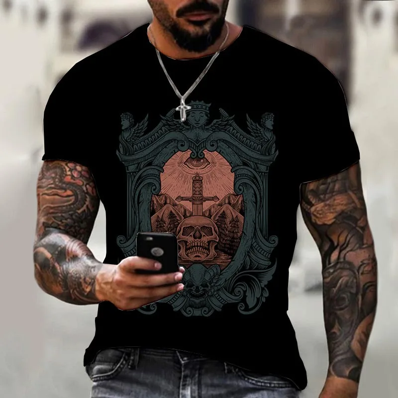 

New Design Men's Shirts Brand Design Pyramid Pattern 3D Printing Printing Fashion Sweatshirts Oversized 6XL