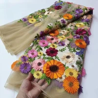 beautiful flower french net lace fabric latest design embroidered tulle lace fabric