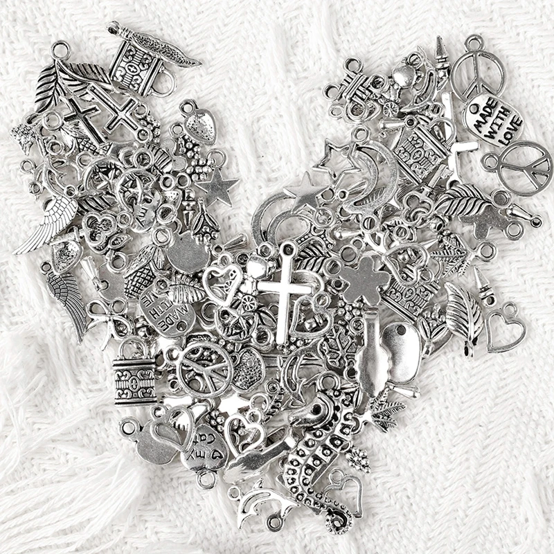 

Random Tibetan Silver Mixed Pendant Beads Jewelry Diy for Making Bracelet Necklace Craft Supplies Jewelry Making Accessories