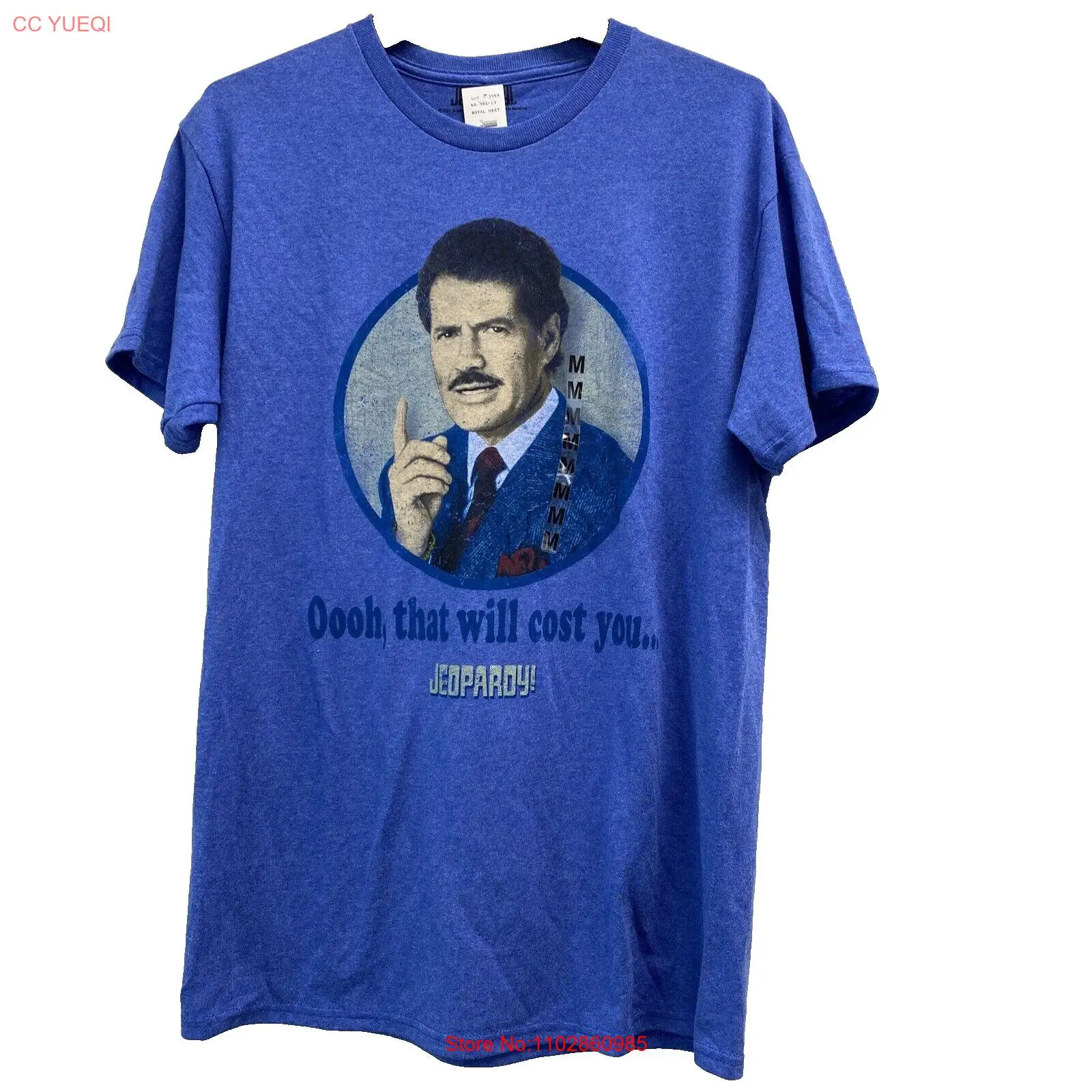 Футболка ALEX TREBEK JEOPARDY мужская M синяя с коротким рукавом новая oooh эта стоимость