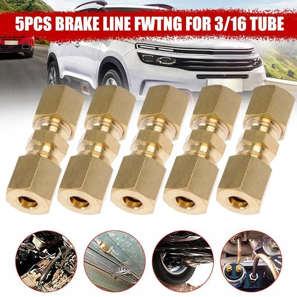 

3/16" OD Hydraulic Brake Lines Pipe 33 X 10mm Brass Union Brake Kits Connector Fittings Line Reducer Straight Compression E3Y0