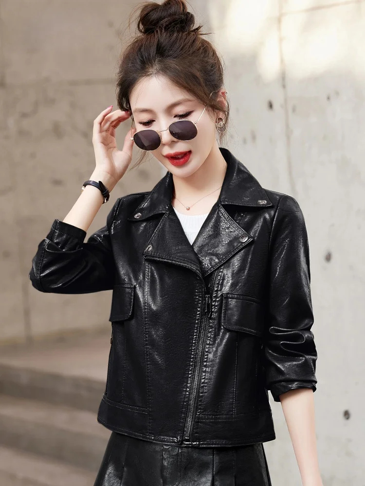 Пальто из искусственной кожи верхняя одежда женская новинка 2024 популярная