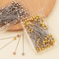 100pcsbox sewing pins round pearl ball multicolor head pins straight quilting pins for dressmaker positioning diy jewelry decor