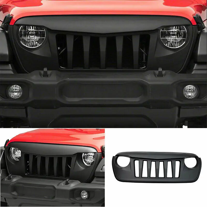 

For Jeep Wrangler JL 2018-2019 2020 ABS Black External Front Grille Grill Trim