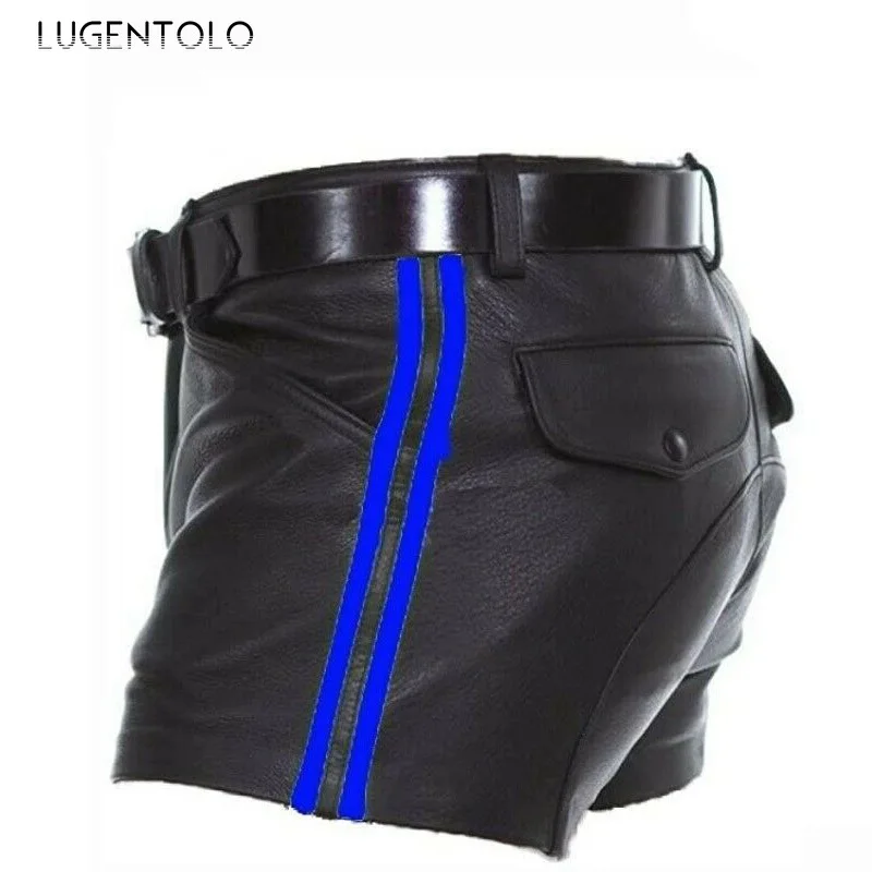

Men PU Shorts Solid Large Size Loose Casual Faux Leather Fashion Mens Street Summer Spring Street Versatile Shorts