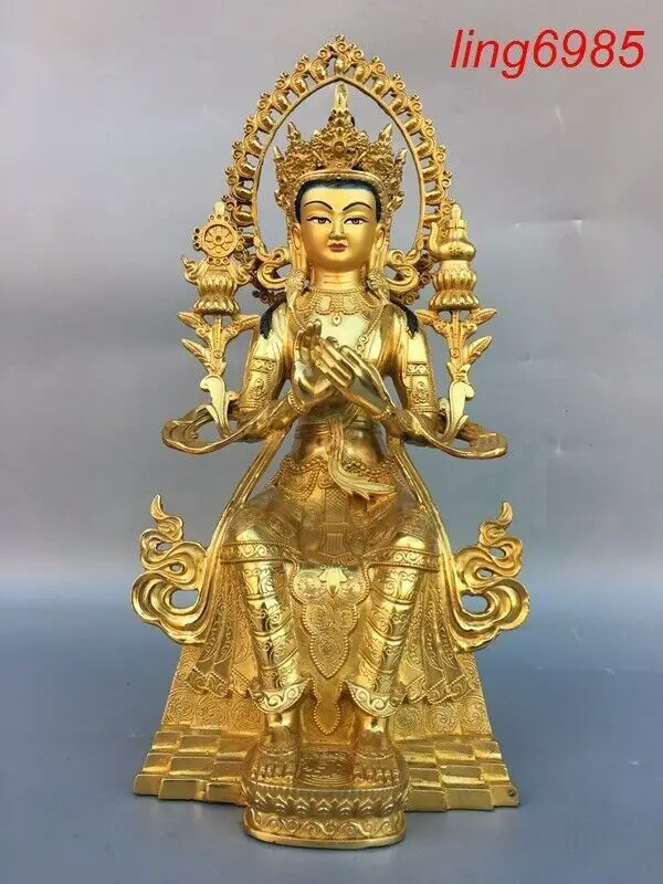 

Tibet Buddhism temple bronze gilt Tara Kwan-Yin GuanYin goddess buddha statue