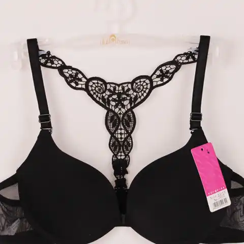 Women Underwear Sexy Lingerie Solid Front Closure Lace Racer Back Push Up Seamless Bra Racerback Bra