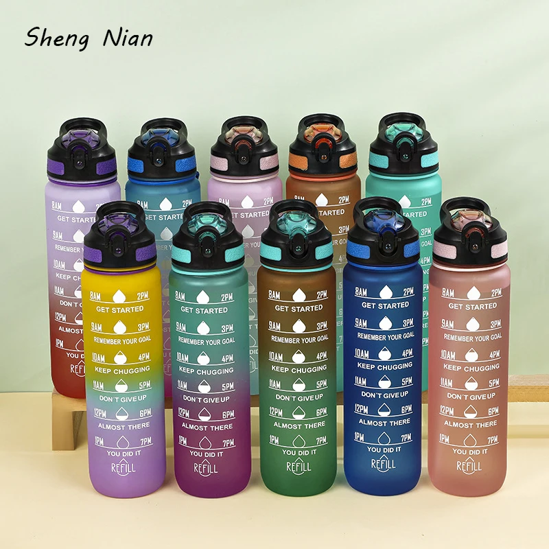 

700/1000ml Large Capacity Water Cup With Straw Fashion Gradient Color Sports Mountaineering Water Bottle Outddor Travel Kettle