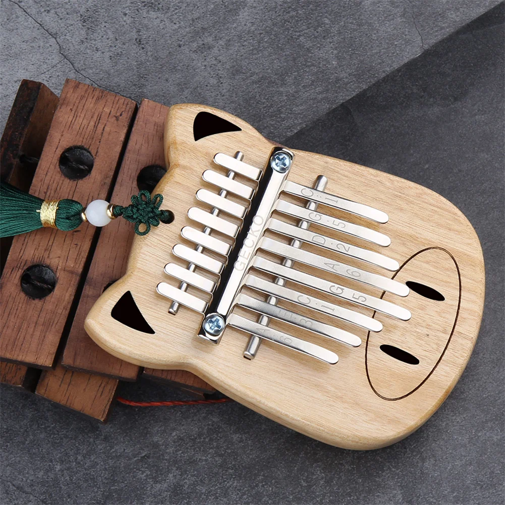 

C Tone 8 Key Mini Kalimba Thumb Piano Wooden Camphor Finger Musical Instrument With Tuning Hammer&lanyard