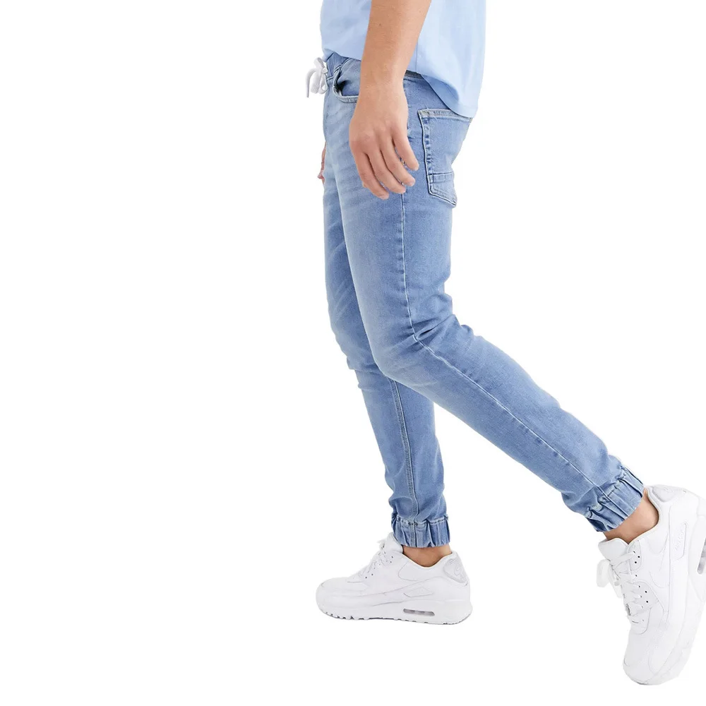 Drawstring Men's Jeans Slim Leg Stretch Fashion Men's Jeans Plus Size 29-36 Spring and Autumn Full Length Denim Pants