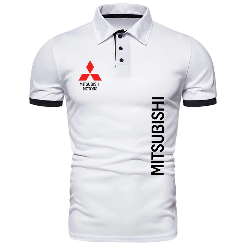 

2022 Summer New Fashion men's polo short sleeve Mitsubishi car logo print High quality Cotton Silk Tees men's polo shirts