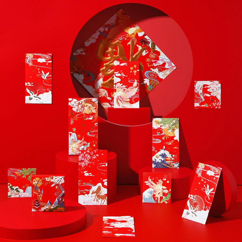 

6/8/10/12Pcs Spring Festival Red Packet Gift Bag 2022 Traditional Chinese Style Hongbao Red Envelope Lucky Money Packet