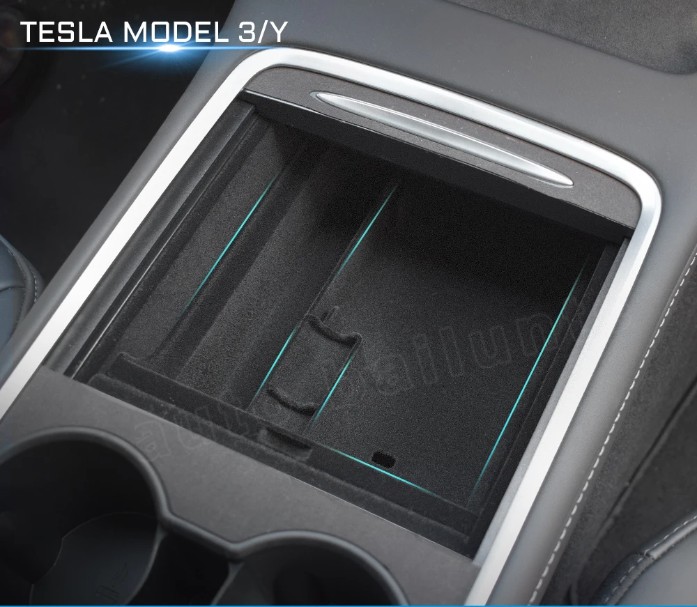 

Поднос-органайзер для центральной консоли Tesla Model 3/Y 2021-2023, аксессуары для интерьера, Флокированный подлокотник, скрытый ящик для хранения