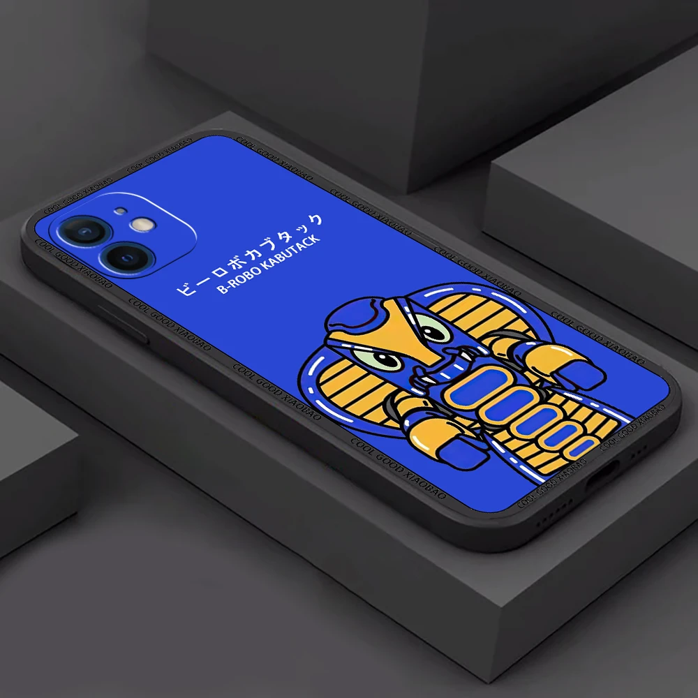 

B-Robo Kabutack Phone Case For Funda iPhone 11 12 13 Pro Max Mini X XR XS SE 2020 5s 6 7 8 Plus Liquid Silicon Black Back