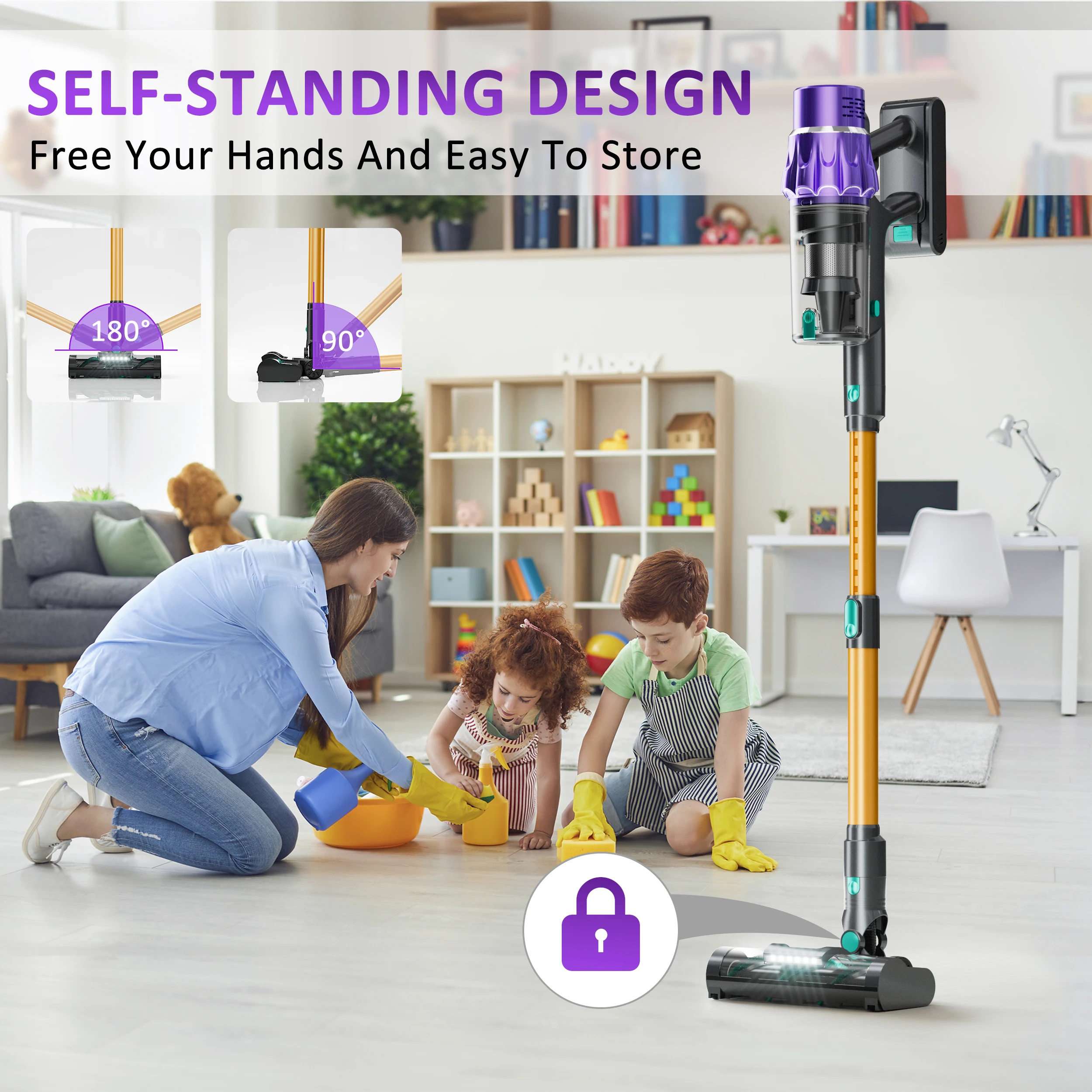 Беспроводной пылесос PRETTYCARE 45 кПа 530 Вт 60 минут мощная палочка для уборки дома из