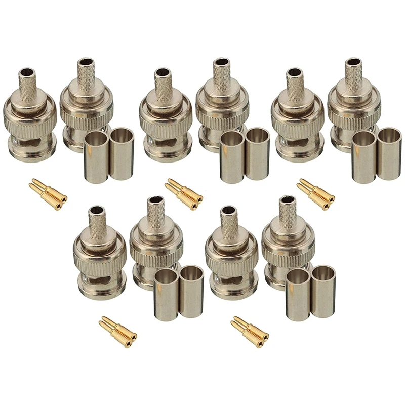 

60 Sets 3-Piece BNC Male RG58 Plug Crimp Connectors