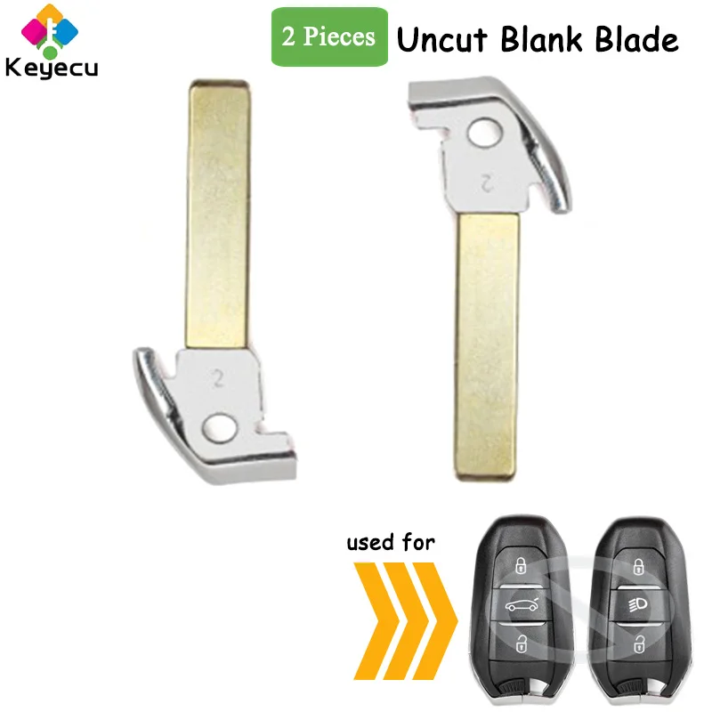

KEYECU 2 Pieces Smart Remote Key Uncut Insert Emergency Blank Blade Fob for Citroen C4 C4L DS4 DS5 for Peugeot 308 508 5008