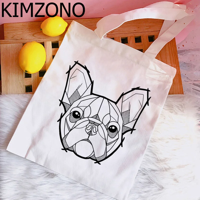 

Сумка для покупок в виде французского бульдога, женская сумка из хлопка, сумка для покупок, сумки, экологические тканевые сумки