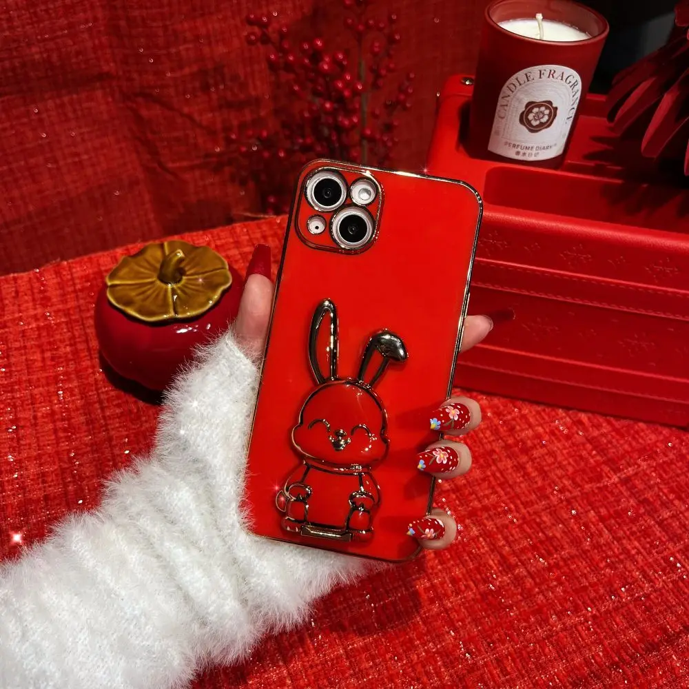 Чехол-подставка с кроличьим покрытием для iPhone 14 13 12 11 ProMax 7 8 Plus