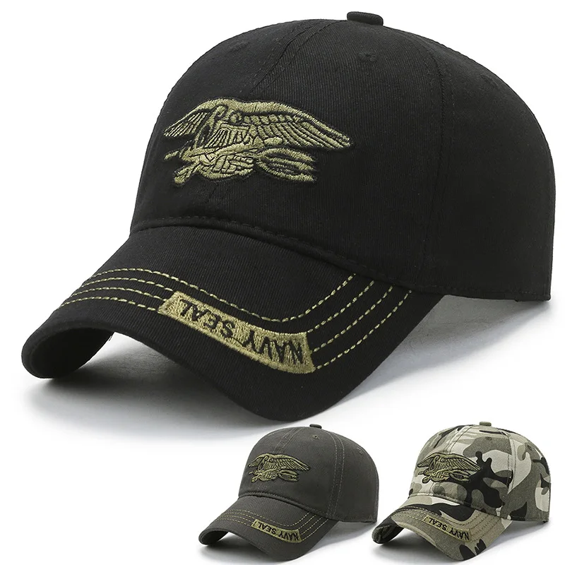 

New Summer Men Navy Seal Camouflage Cotton Canvas Baseball Cap Sun Hat Outdoors Casual Snapback Caps Hunting Hat Universal
