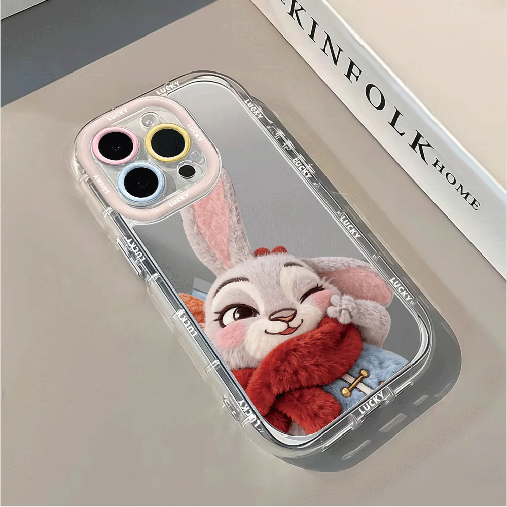 Фото Очаровательный силиконовый чехол-зеркало с кроликом Джуди для iPhone 17 Air, 17, 14, 11, 12, 13, 15, 16 Pro Max, 15 Pro, 7, 8 Plus, XR, XS, 14, 16 Pro №4