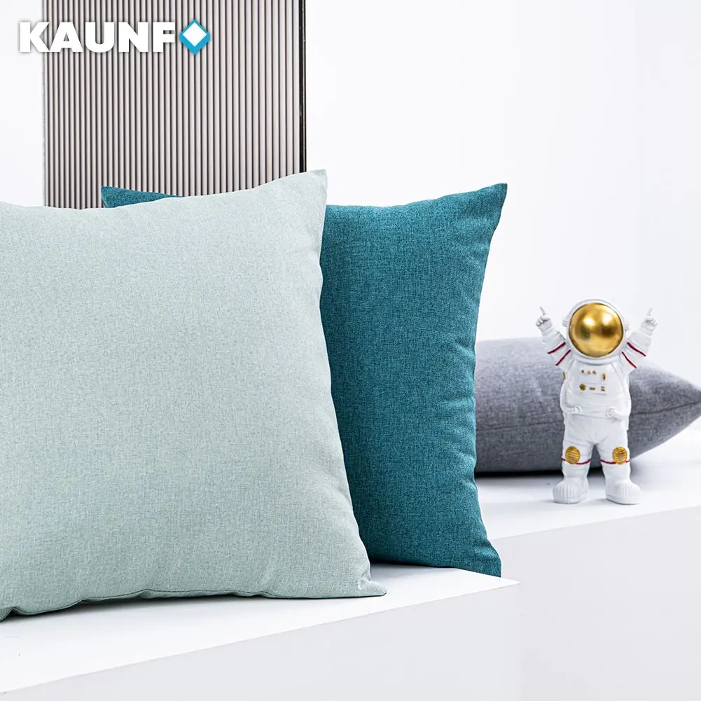 

KAUNFO Solid Color Waterproof Material Pillow Covers Soft Cool Colors Cushion Cover Home Decorative For Sofa Bed Chair 45x45cm