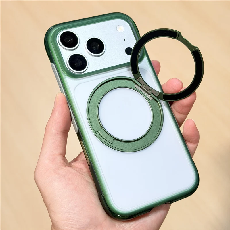 Фото Роскошный противоударный чехол для iPhone 17 Pro Max с магнитным вращающимся креплением и защитой кнопки камеры, совместимый с MagSafe №3