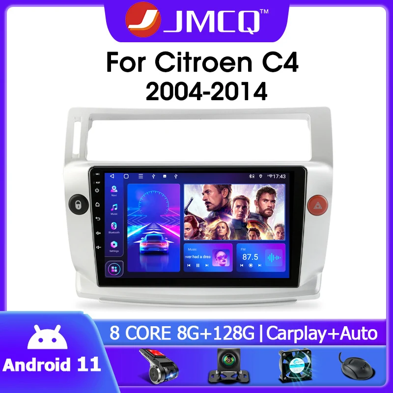 jmcq 2din android 11 0 car radio for citroen c4 c triomphe c quatre 2004 2014 multimidia video 4g carplay rds dsp gps navigaion free global shipping