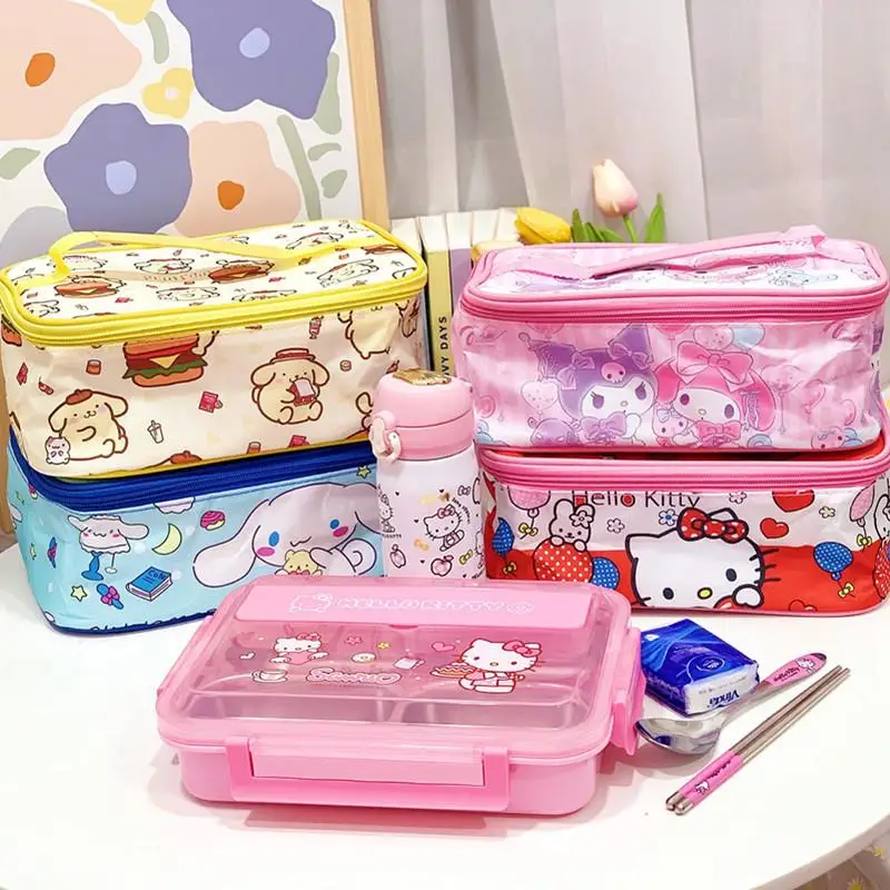 

Sanrio Hello Kitty My Melody Kuromi Cinnamoroll Cartoon Lunch Box Student Child Insulation Bag Hand Lunch Box Children Gift