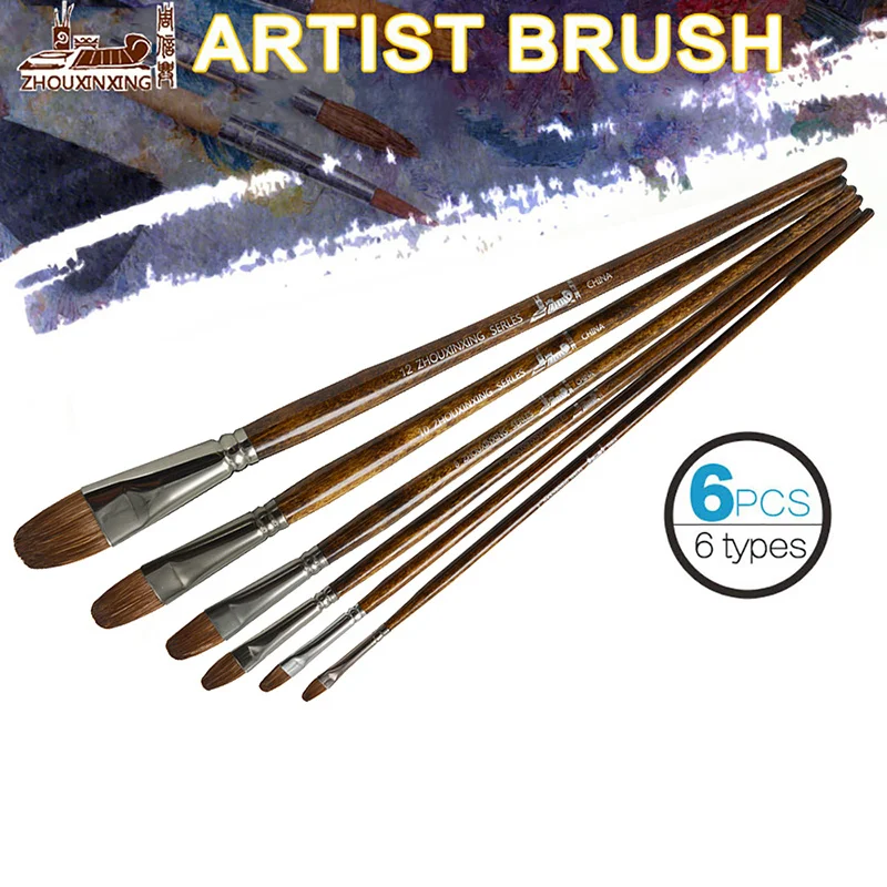 Набор кистей для рисования маслом 6 шт