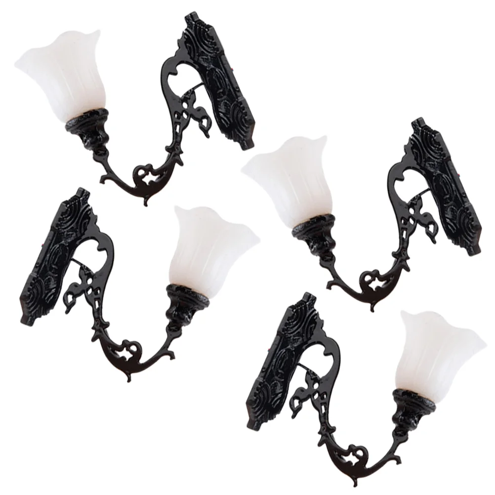 

4 Pcs Tiny Wall Lamp Miniature LED Landscape Lights Model Decor Lamps Adornment