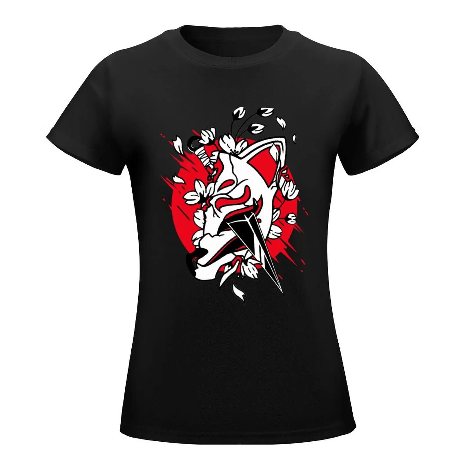Футболка kitsune mask shinobi kunai футболка с животным принтом для девочек корейская модная