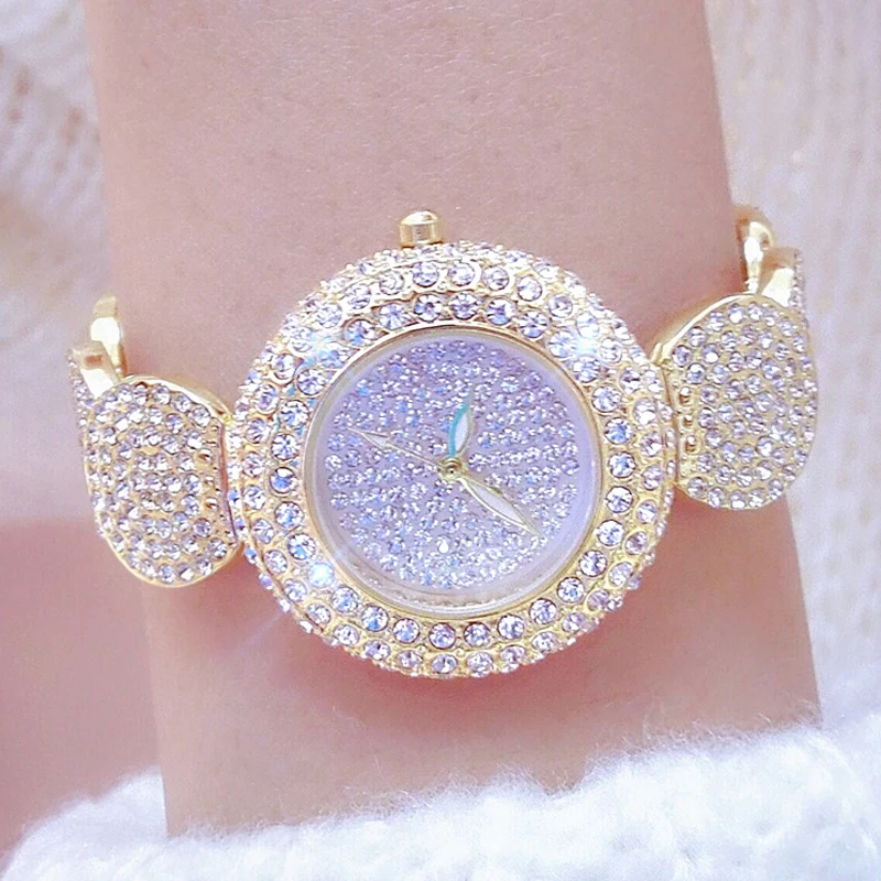 

BS bee sister Full Diamond Women Watch Famous Luxury Brands Waterproof Elegant Gold Ladies Wristwatches Relojes Para Mujer 2023