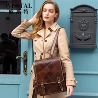 luxury stitching leather womens bags 2022 personalized leather retro fashion large capacity cover backpack travel bags