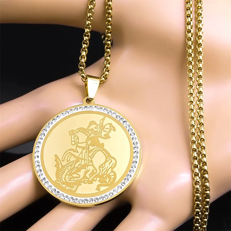 Archangel St. Подвеска с Майклом для женщин и мужчин золотистая цепочка из нержавеющей