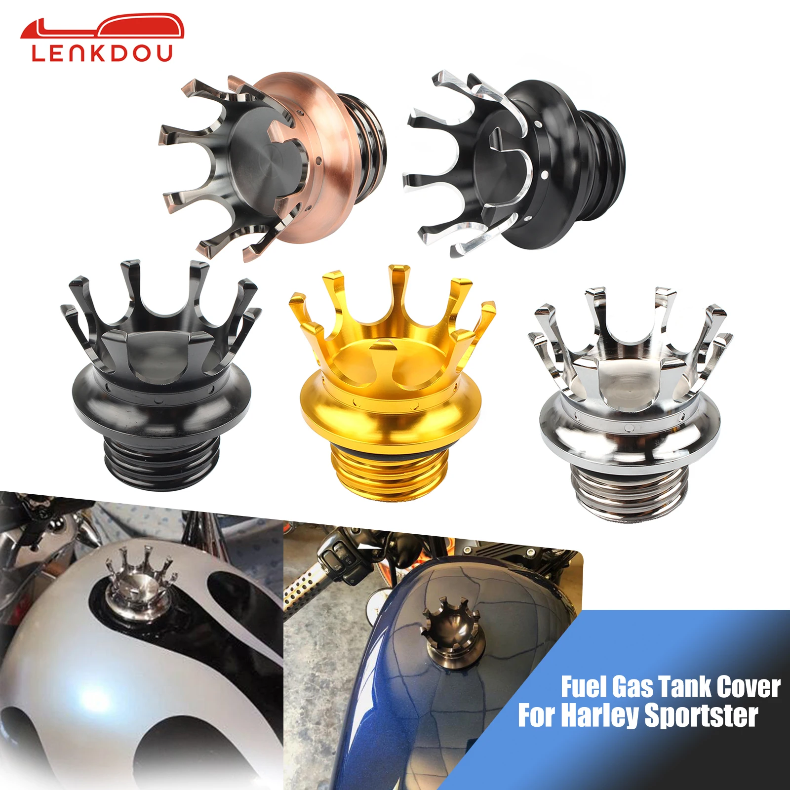 

Crown Fuel Gas Tank Cover Oil Cap For Harley Sportster XL 883 1200 Touring Road King Dyna Softail Custom Motorcycle Accessories