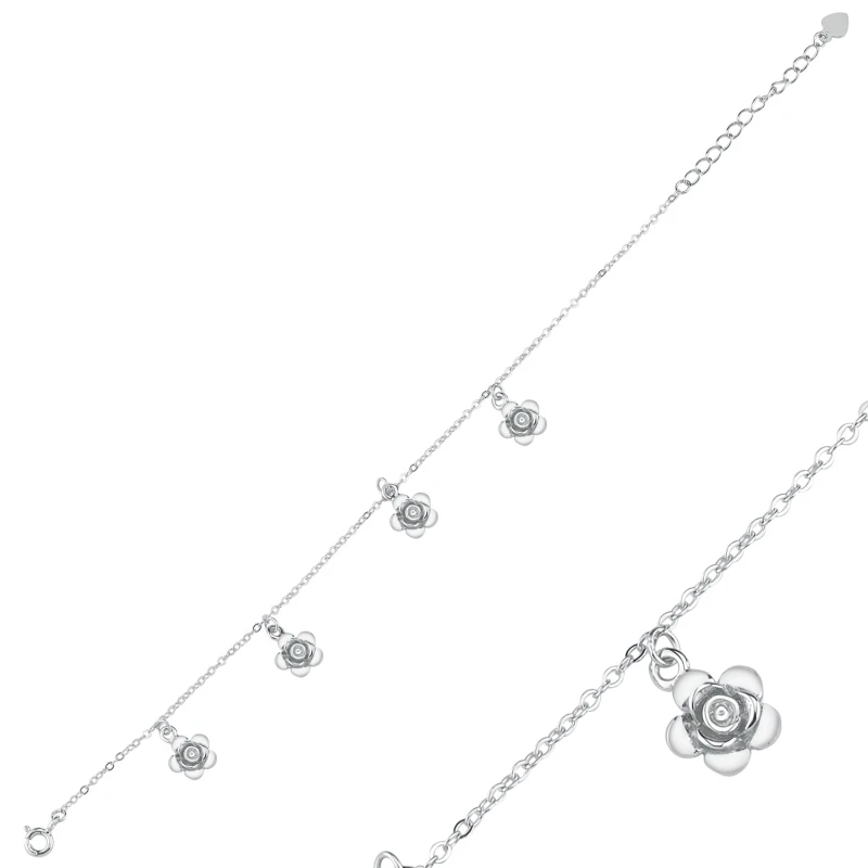 

Silver 925 Sterling Dangle Rose Bracelet