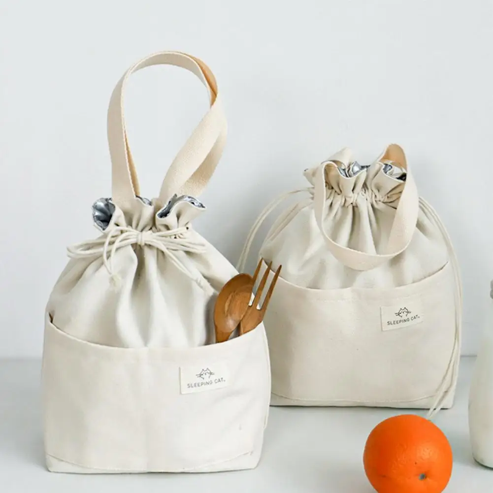 

Bento сумка большой емкости дизайн на шнурке Водонепроницаемая алюминиевая фольга в японском стиле коробка для завтрака изолированная сумка