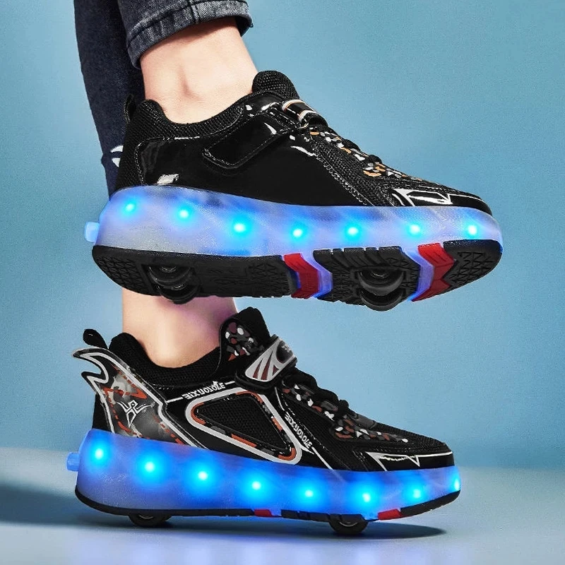 Roller Skates Four Wheels Children Shoes 2022 Fashion Girls Boys Kids Baby Led Light Sport Casual Boot Running Sneaker