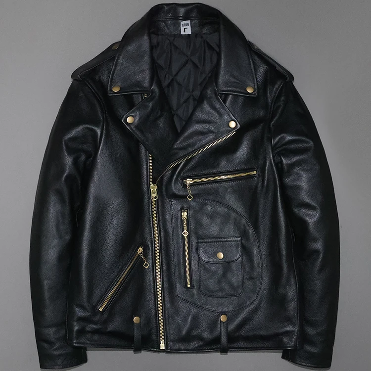 

Free shipping.Winter Classic Motor Rider J-24 cowhide jacket.Men Black short genuine leaher coat.Plus size cheap leather cloth