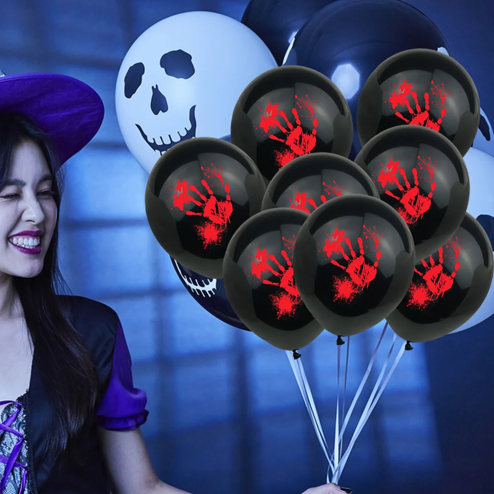 

Balloonblood Balloons Decorations Fingermarksparty Black Horror Hand 12 Latex Supplies Inch Splatter The 13Th Friday Outdoor